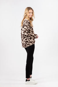 Dotty V-Neck Sweater | Driftwood Leopard