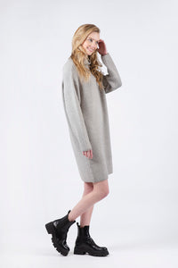 Finny Ribbed Sweater Dress | Light Grey