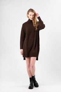 Holmes Turtleneck Sweater Dress | Brown