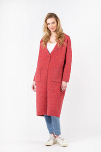 Jimmi Long Coat w/ Pockets | Red Marl