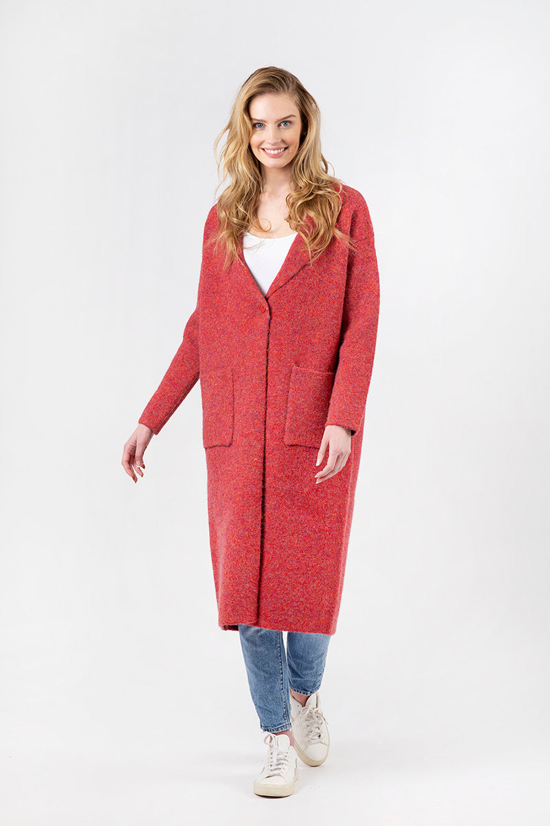Jimmi Long Coat w/ Pockets | Red Marl