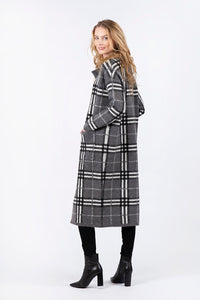 Jimmi Long Coat w/ Pockets | Grey Plaid