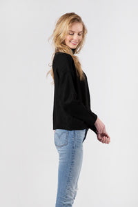 Joelle Mock Neck Sweater w/ Cutout | Black