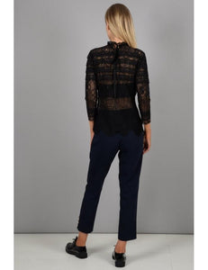 Lace Top with Pleats | Black