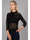 Lace Top with Pleats | Black