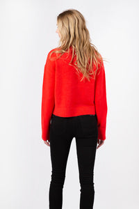 Mabel Mock Neck Lightweight Sweater | Bright Orange