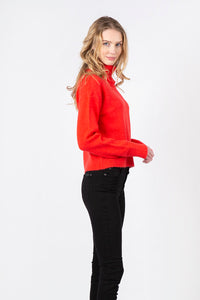 Mabel Mock Neck Lightweight Sweater | Bright Orange