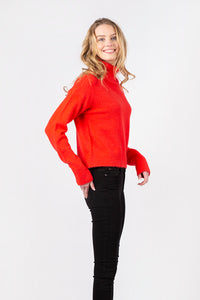 Mabel Mock Neck Lightweight Sweater | Bright Orange