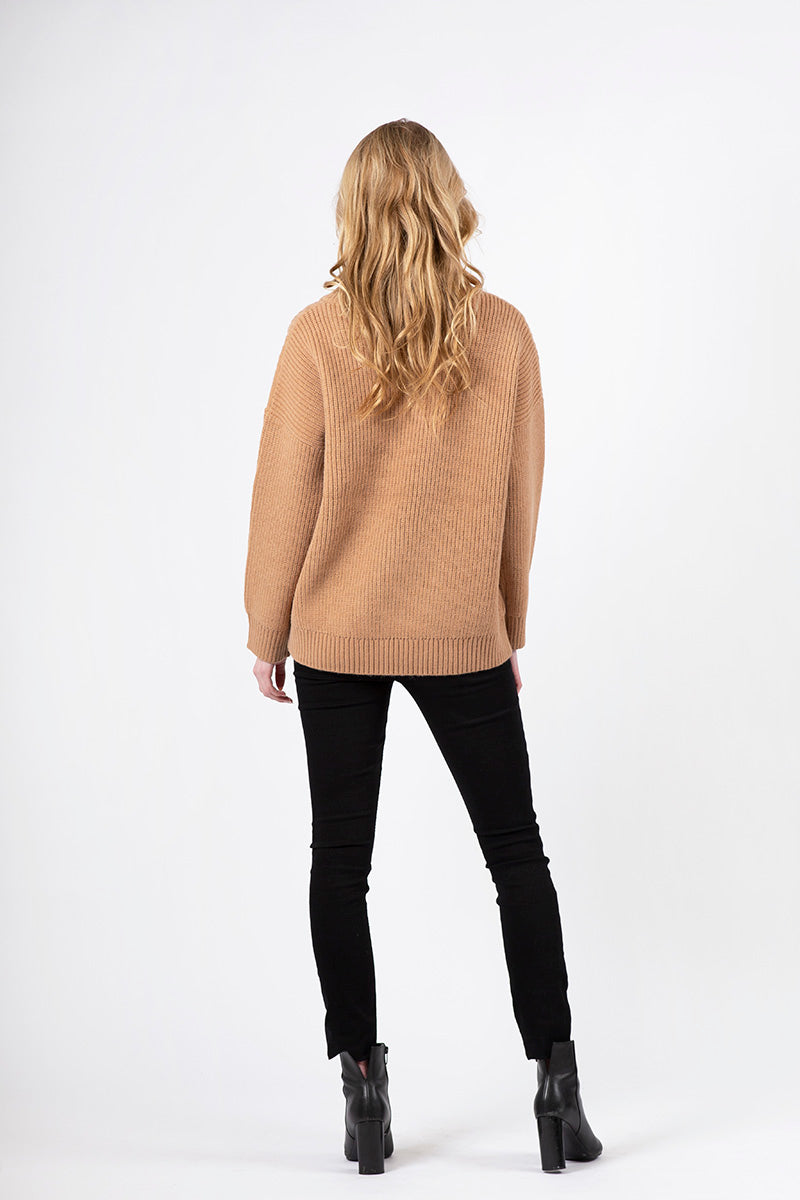 Marci V-Neck Sweater | Camel
