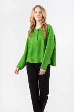 Mumbai Ribbed Henley Sweater | Green