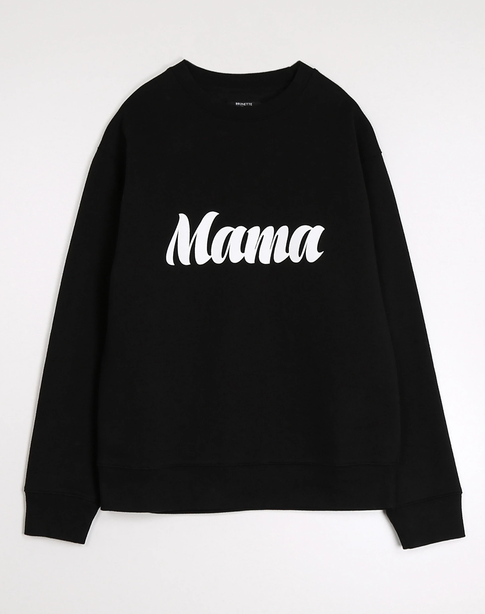 "MAMA" Cursive Classic Crew Neck Sweatshirt | Black