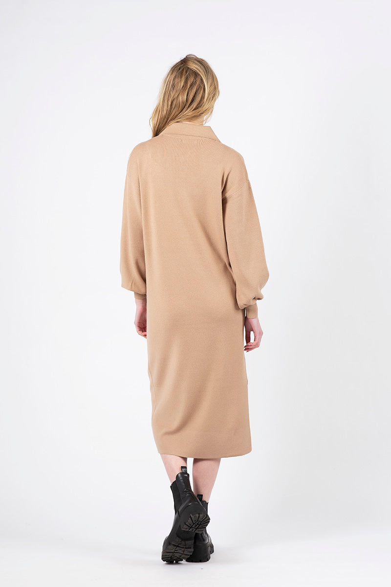Parker Sweater Dress w/ Collar | Camel