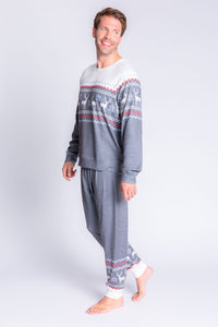 Men's Family Fairisle L/S Top | Heather Charcoal