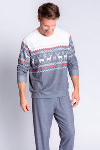 Men's Family Fairisle L/S Top | Heather Charcoal