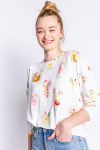 Let's Get Tropical Drinks L/S Top | Ivory