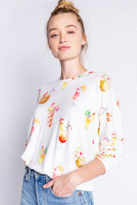 Let's Get Tropical Drinks L/S Top | Ivory