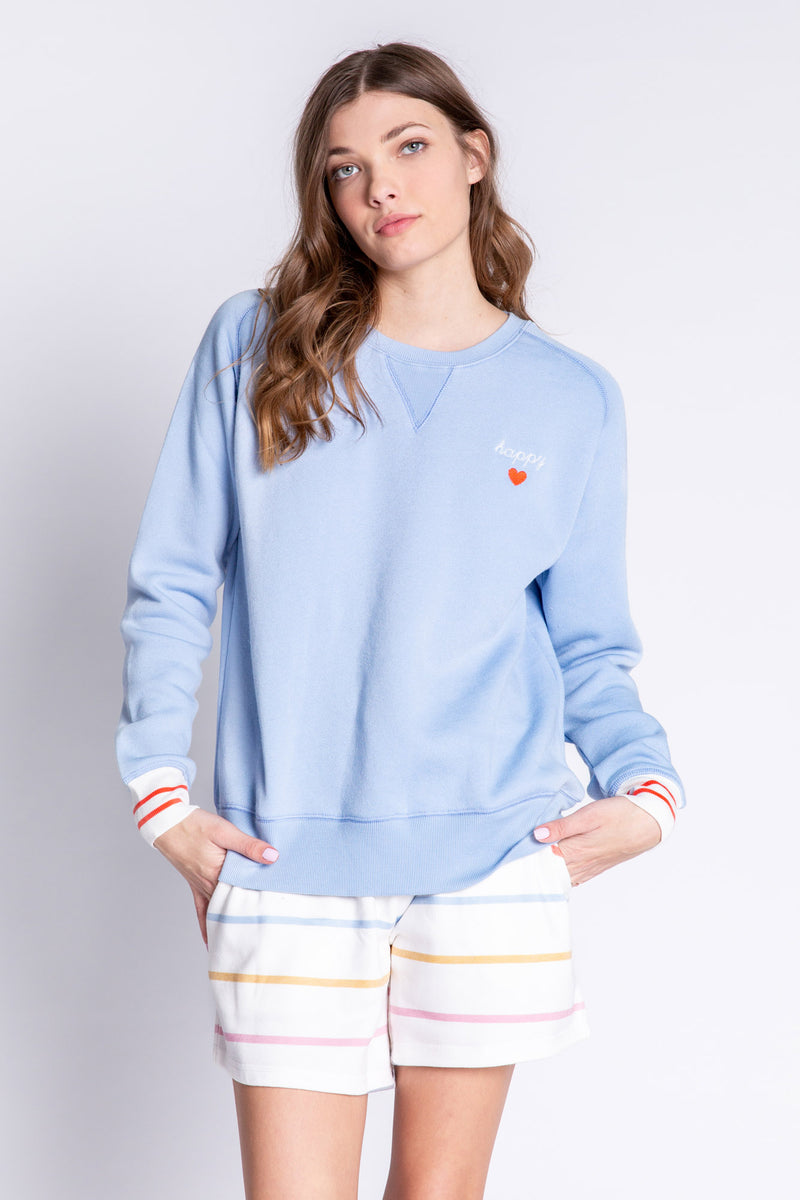 Happy Days Are Here L/S Top | Ice Blue