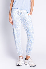 Peachy Party Zebra Banded Pant | Ice Blue
