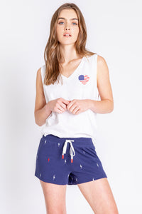 Rad White & Blue Lightning Bolt Short | Navy