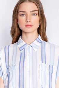 Take Me To Tulum Nightshirt | White & Blue Stripes