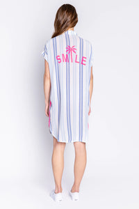 Take Me To Tulum Nightshirt | White & Blue Stripes