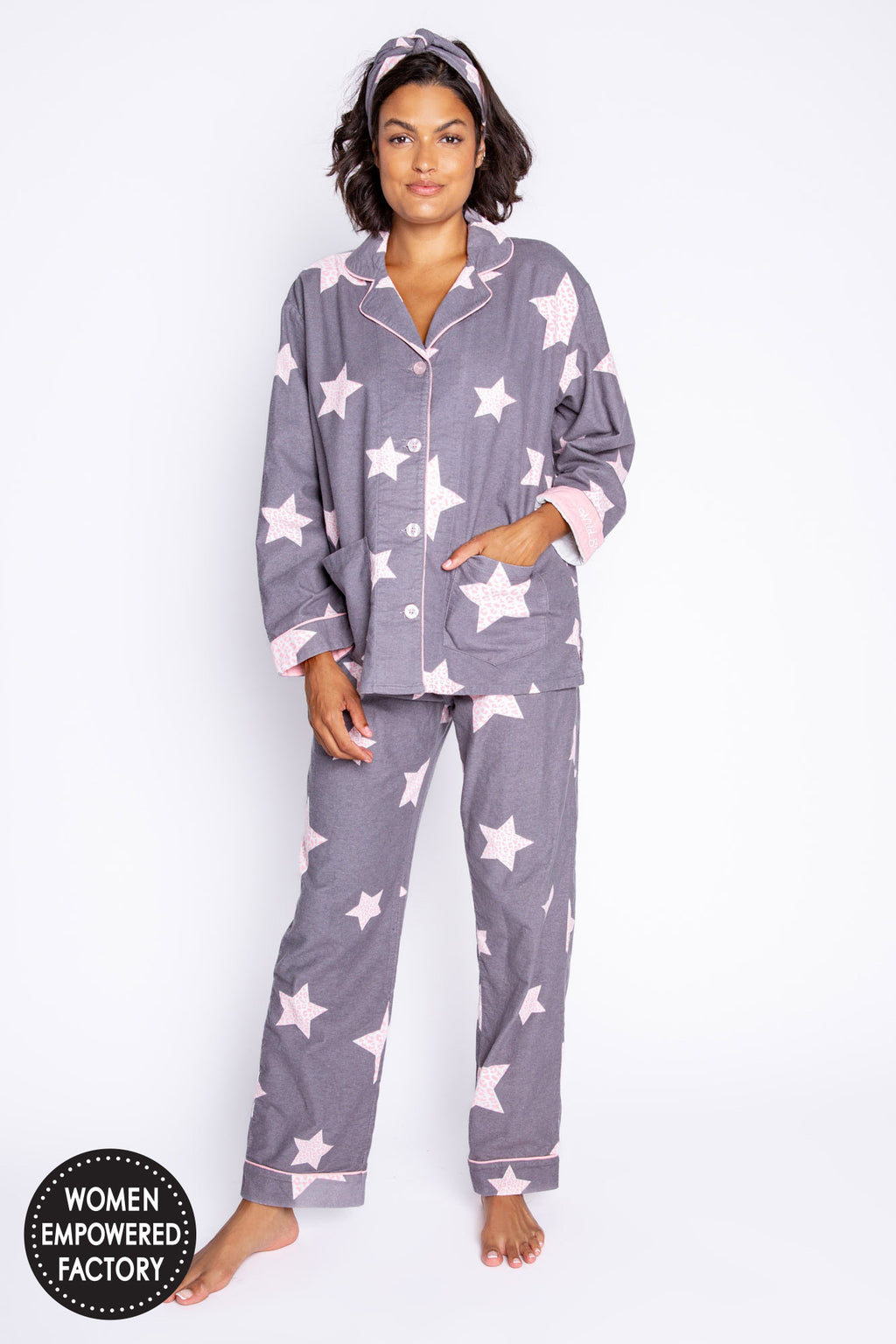 Flannel Stars PJ Set  Grey – smash.house.clothing