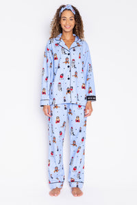 Flannel Hipster Dogs PJ Set | Ice Blue