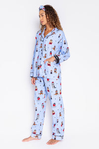 Flannel Hipster Dogs PJ Set | Ice Blue