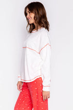 Cozy in Love Long Sleeve Top | Ivory & Red