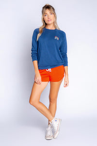 Retro Lounge Long Sleeve Top | Navy