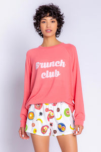 Fannels Brunch Club Long Sleeve Top | Retro Red