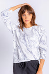 Midnight Marble Long Sleeve Top | Ivory