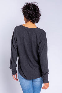 Peachy in Colour Long Sleeve Top | Heather Slate