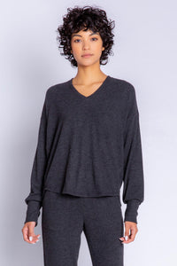 Peachy in Colour Long Sleeve Top | Heather Slate