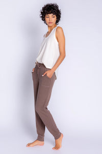 Peachy in Colour Solid Banded Pant | Cocoa