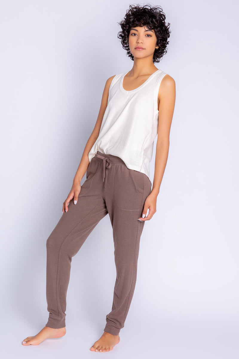Peachy in Colour Solid Banded Pant | Cocoa