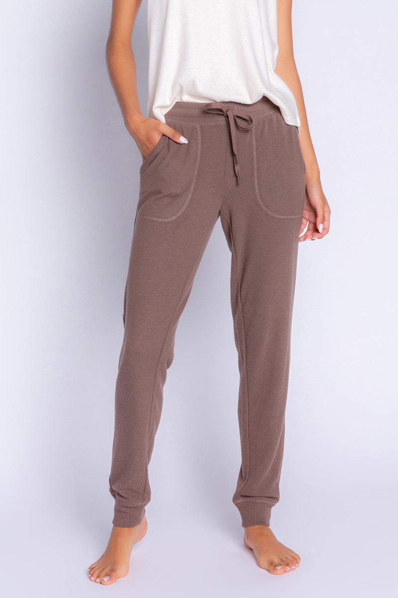 Peachy in Colour Solid Banded Pant | Cocoa