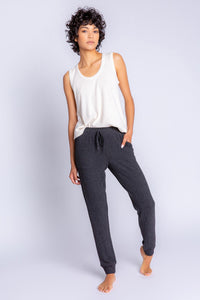 Peachy in Colour Solid Banded Pant | Heather Slate