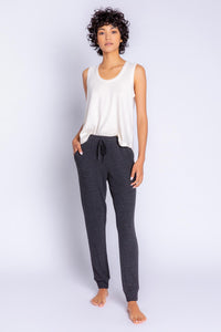 Peachy in Colour Solid Banded Pant | Heather Slate