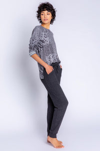 Patch Perfect Print Long Sleeve Top | Heather Charcoal