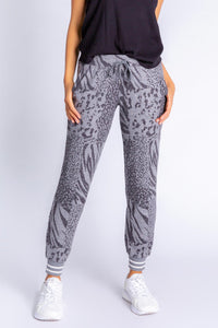 Patch Perfect Print Banded Pant | Heather Charcoal