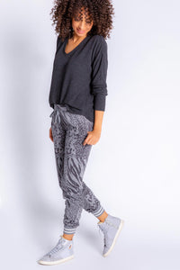 Patch Perfect Print Banded Pant | Heather Charcoal