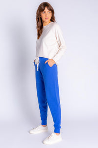 Slounge Solid Banded Pant | Cobalt