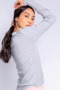 Textured Essentials Long Sleeve Top | Heather Grey