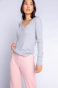 Textured Essentials Long Sleeve Top | Heather Grey