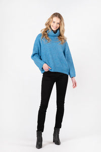 Sahar Mock Neck Ribbed Sweater | Blue Marl