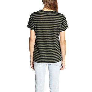 Sutter Stripe Linen Tee | Black + Green