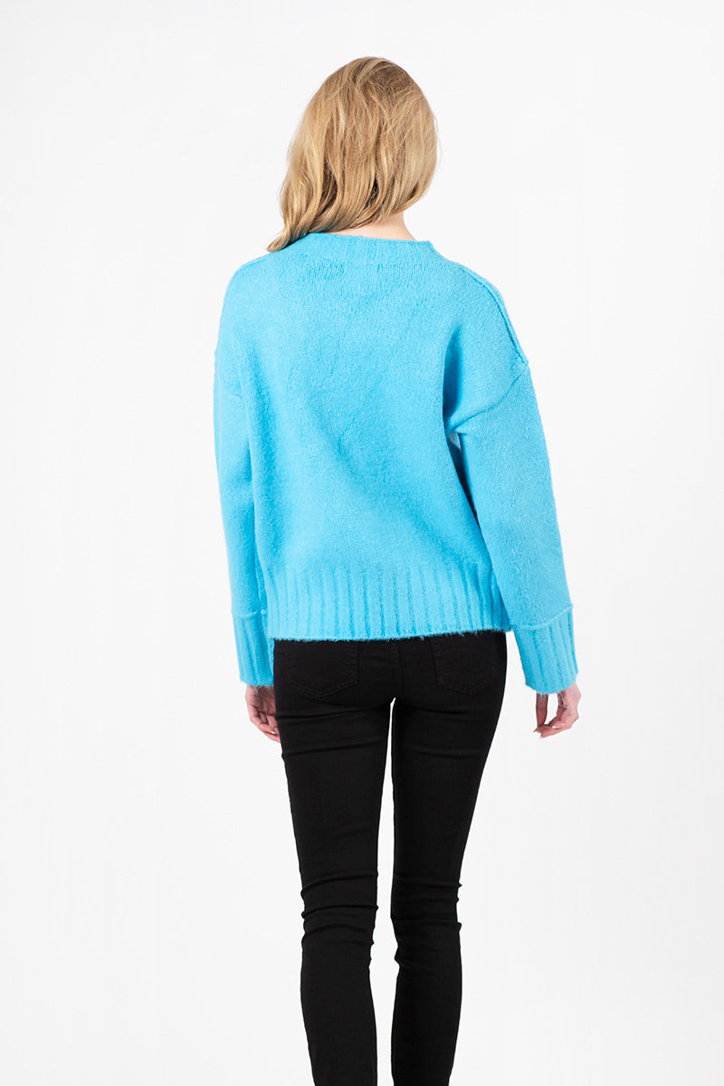 Tanya Ribbed Cuff Sweater | Turquoise