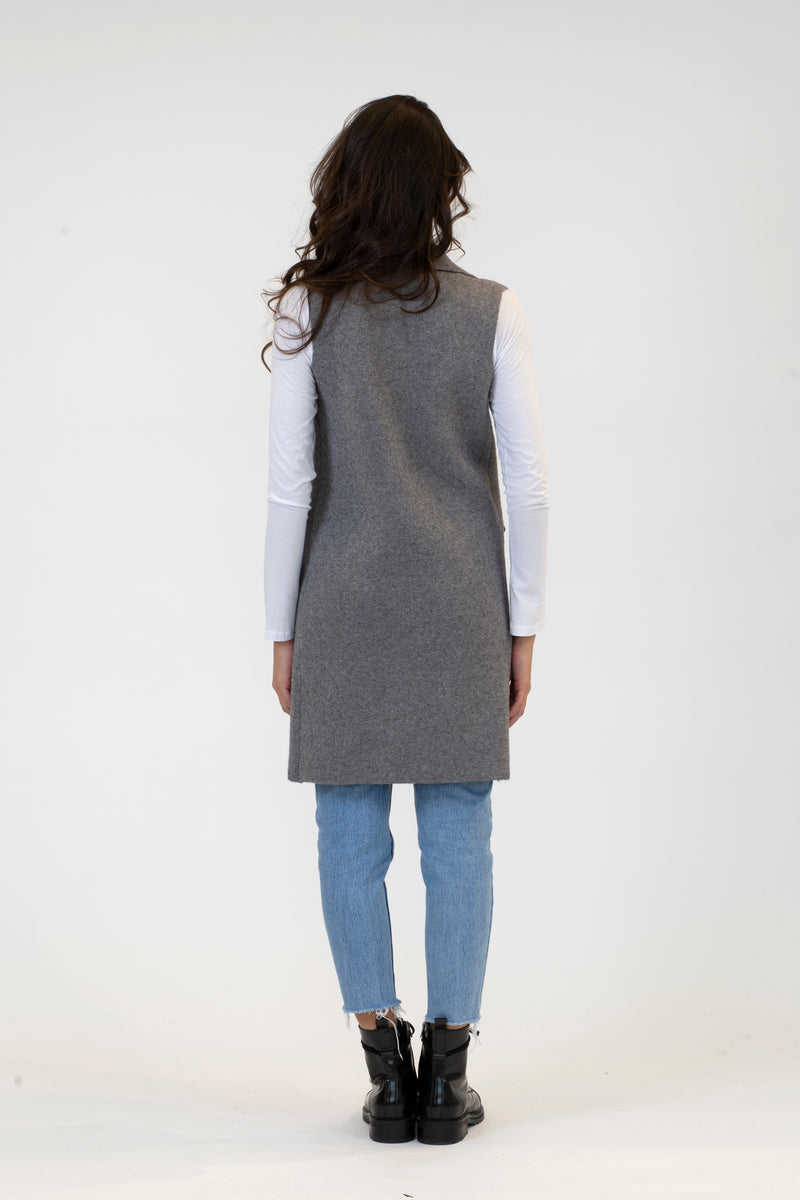 Veronique Knit Vest w/ Button | Dark Grey