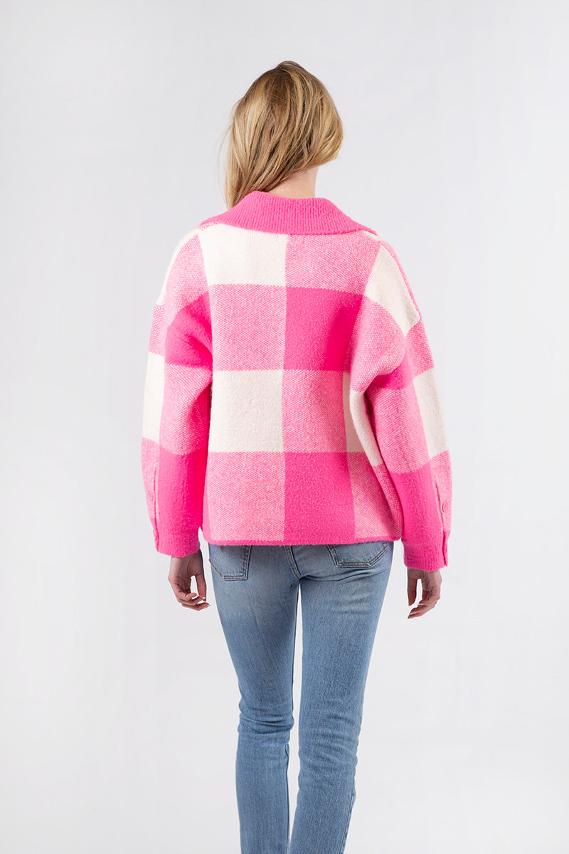 Waverly Jacket | Hot Pink + White Plaid